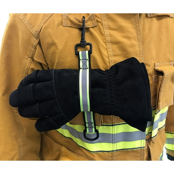 LINE2design Quick Release Glove Strap with Reflective Trim Firefighter Turnout Gear - Green