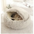 thumbnail image 2 of Perrera de peluche, nido de cristal cálido, redondo, paquete medio, nido para gatos, nido para perros, nido de felpa redondo para dormir profundamente, nido para gatos, 2 of 3
