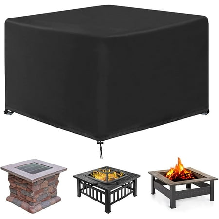 Fire Pit Cover Square, Heavy Duty 420D PVC Oxford Fabric Patio Fire Pit ...