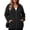 01 Black, variant on Plus Size Hoodies For Women Lightweight Long Sleeve Zip Up Hooded Sweatshirt Trendy Ribbed Knit Jackets With Pockets XL-5XL