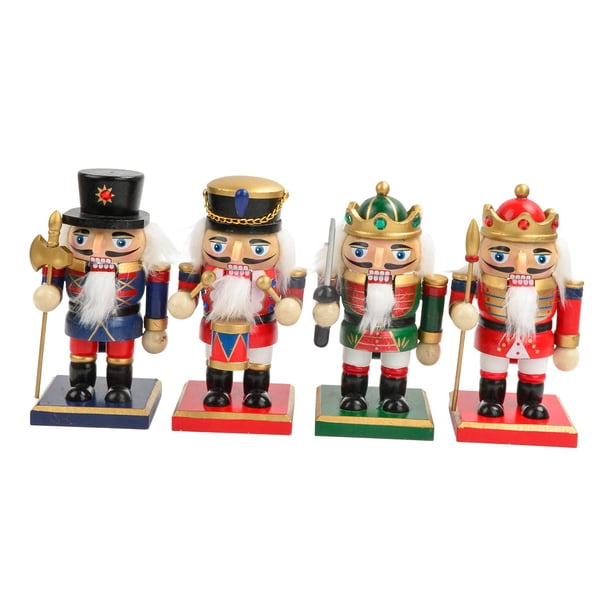 Figuras de soldados de madera navideños, decoración de mesa, base versátil y estable, 16cm 4 Piezas