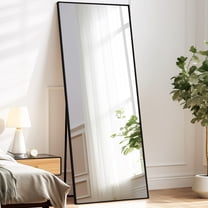 Melodieux Full Length Mirror with Stand 71" x 30" Standing Floor Mirror Full Body Dressing Mirror Black Aluminum Alloy Thin Frame Floor Mirror Hanging Leaning against Wall for Home Decor