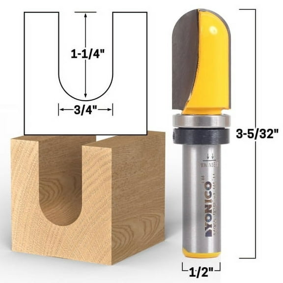 Yonico 3/4" Diameter Core Box Template Router Bit - 1/2" Shank - 14965