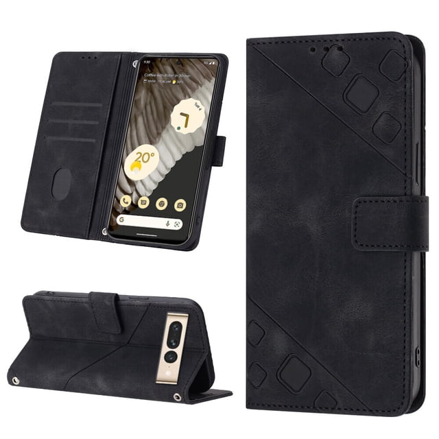 Compatible with Google Pixel 7 Pro Classic Embossed PU Leather Case with Card Holder Shockproof Cover