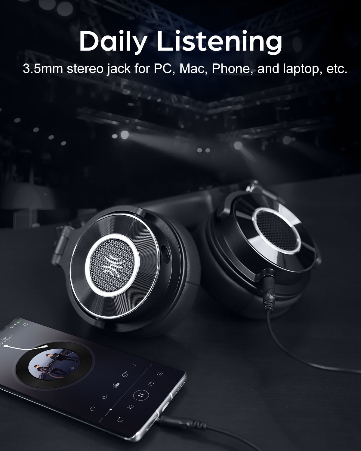 OneOdio Recording Studio Wired Over Ear Headphones Monitor 60 -Hi-Res Audio 6.35mm (1/4") Adapter for Tracking Mixing DJ Mastering Broadcast-Black