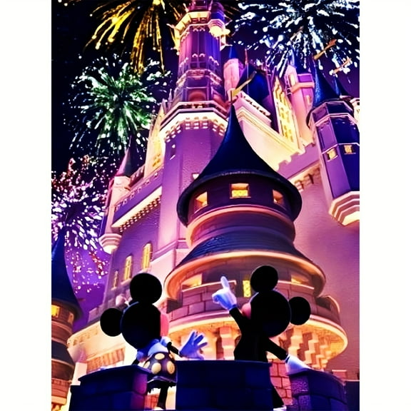 Mickey Minnie Diamond Painting Kits for Adults,Parent-child interaction DIY 5D Round Full Drill Art Perfect for Relaxation Wall Decor Wall Art Decoration 11.81x15.75inch