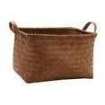 thumbnail image 1 of Cesta tejida para almacenamiento, organizador de lavandería, bolsos de imitación de ratán para baño, armario de granja multifuncional, contenedor de 38cmx26cmx25cm, 1 of 9