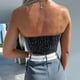 thumbnail image 5 of Chaleco Top corto de mezclilla para mujer, top de tubo sin tirantes sin espalda, traje de vacaciones (negro S) Ygjytge Negro T S para Mujer, 5 of 6