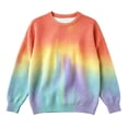 thumbnail image 5 of Women Sweatshirt Sevevn Crew Neck Oversized Fit Waffle Knit Gradient Tie Dye Long Sleeve Ribbed Trim Pullover For Daily Street Casual Wear, 5 of 6