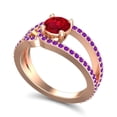 thumbnail image 2 of Diamond-Capitals 2.50 Carat Elegant Round Cut Red Ruby & Amethyst Gemstone Proposal Ring for Ladies Solid 18K Rose Gold Size 7.5, 2 of 8