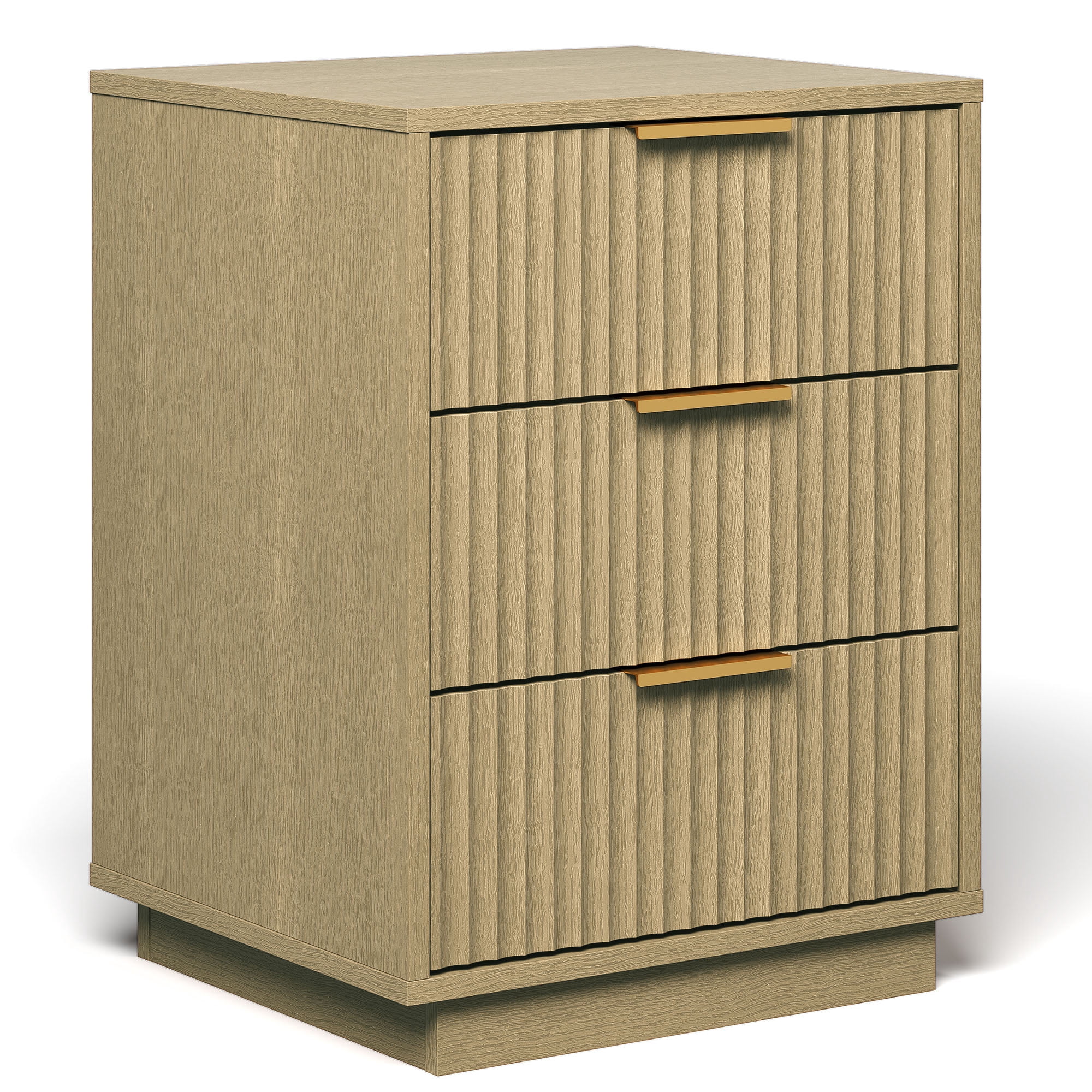 May in Color 3-Drawer Low Dresser, Compact Storage Cabinet with Wavy Drawer Fronts for Bedroom, Living Room, Entryway, or Hallway, Natural Wood Tone