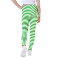 thumbnail image 5 of HDE Girl's Leggings Holiday Stretchy Full Ankle Length Striped Tights Green and White Stripes S, 5 of 6