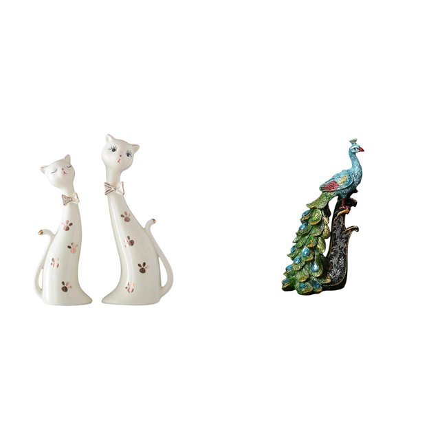 Estatua de pareja de gatos y , escultura animal, regalo de bodas para comedor, repisa, pieza de colección, adorno de mesa, elegante decoració
