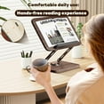 thumbnail image 4 of Book Stand for Reading, Adjustable Book Holder with 360° Rotating Base and Elastic Page Clips, Foldable Book Holder Stand, 4 of 7