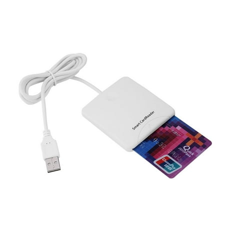 Ejoyous Credit Card Readers,White Portable USB Full Speed Smart Chip Reader IC Mobile Bank Credit Card