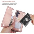 thumbnail image 3 of REQO Compatible with Samsung Galaxy S24 Wallet Case with Card Holder, PU Leather Kickstand Card Slots Case, Double Magnetic Clasp and Durable Shockproof Cover 5G 6.2 Inch(Rose Gold), 3 of 6