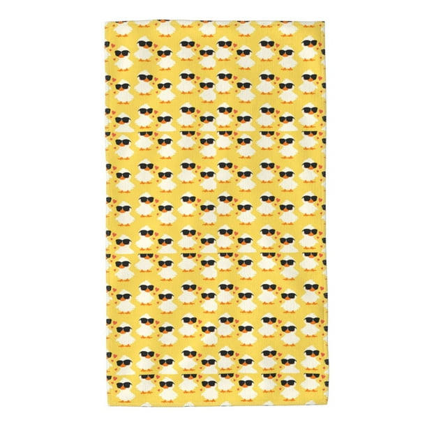 Fotbe Cute Duck With Black Glasses Toalla Premium con Patrón, Toalla de Microfibra de Secado Rápido, Ligera y Altamente Absorbente (27.5x16in), Ideal para Uso Diario