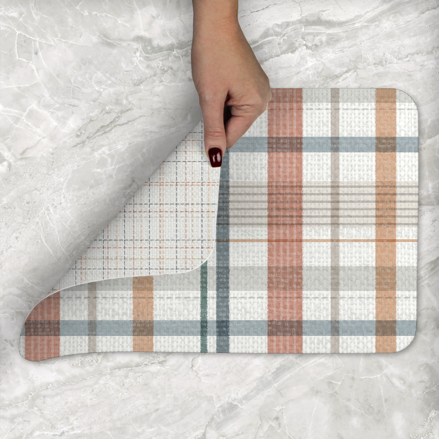 Conimar Woven Plaid Reversible Individual Table Placemat, 17.13" x 11.25", Tan, Flexible Plastic