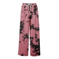 thumbnail image 3 of Women's Tie-Dye Palazzo Pants - High Waist Wide Leg Bohemian Summer Casual Trousers with Elastic Waist & Pockets ,Watermelon Red,M, 3 of 7