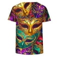 thumbnail image 4 of Gamivast Women Carnival Shirt Cute Mask Graphic Short Sleeve Holiday Pullover Dressy Crewneck Happy Mardi Gras Day T-Shirt Carnival Party Outfits 2026, 4 of 6