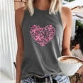 thumbnail image 3 of IROINNID Reduced Breast Cancer Tank for Women Breast Cancer Awareness Comfy Sleeveless Printed Ladies Round Neck Blouses Tops T-Shirt,Gray, 3 of 5