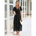 thumbnail image 3 of Vestido largo Simplee de encaje negro para mujer, de verano, con bolsillos, 3 of 7
