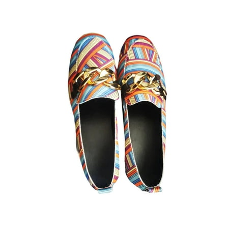 

SIMANLAN Womens Flat Shoes Floral Flats Round Toe Casual Shoe Women Anti-Slip Loafers Slip On Pink Blue Stripes Floral 5