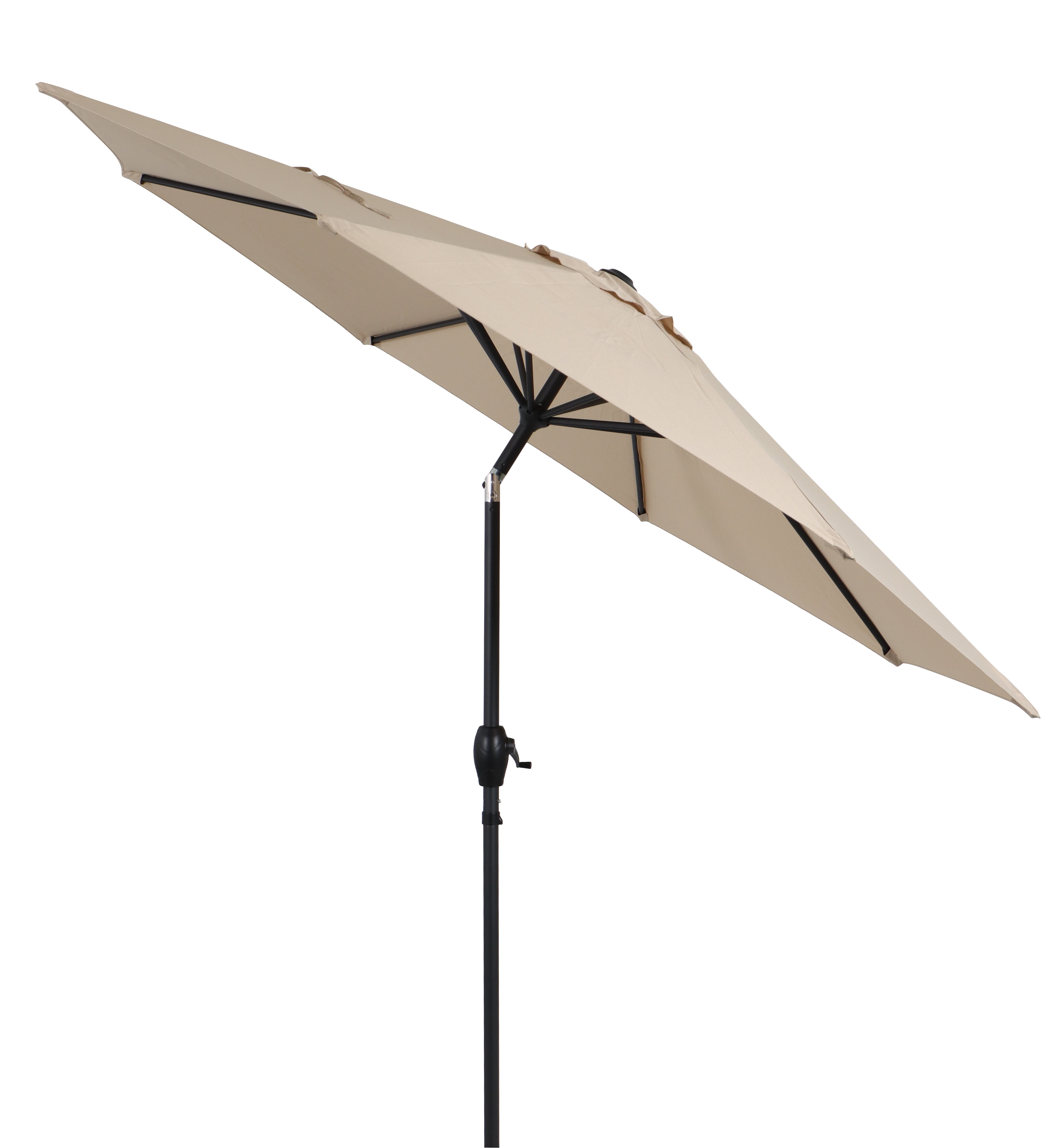 Mainstays Outdoor 9' Tan Round Market Patio Umbrella, Crank Lift, 3-Angle Tilt