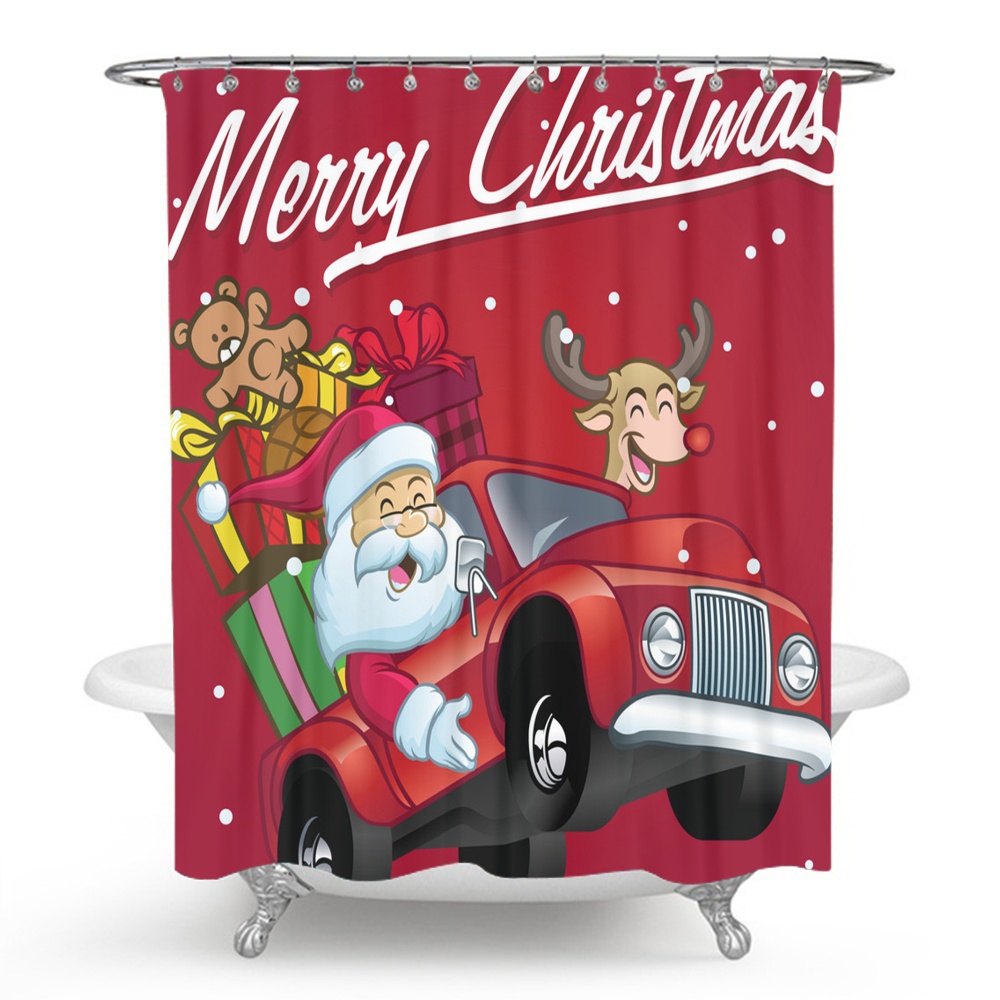 Christmas Shower Curtain Christmas Tree and Snowflake Fabric Shower