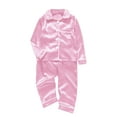 thumbnail image 2 of Silk Stain Family Christmas Pajamas Matching Sets Button Down Long Sleeve Shirts and Pants Silky Stain Xmas Pjs for Family Pictures Pink, 2 of 6