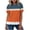 01-Orange, variant on Women's Round Neck Printed Puff Sleeve Ruffle Hem Loose Fit Casual Tops for Women Summer Everyday Wear