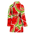 thumbnail image 2 of Cute Watermelon Slices Pattern Women Bathrobe One Size Univeral Fits Fashion Lightweight Plush Fleece Long Robe For Women, 2 of 3
