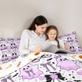 thumbnail image 4 of Manfei Kawaii Cherry Sugar Skull 7-Piece Twin Bedding, Halloween Cute Ghost Bow Bat Bedding Comforter Set, Purple White Black,Reversible, 4 of 7