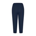 thumbnail image 5 of VSSSJ Womens Yoga Cropped Trousers Relaxed Fit Solid Color Drawstring High Waist Button Multi-Pockets Capri Pants Autumn Comfortable Stretch Lounge Pants Navy02 M, 5 of 6