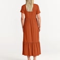 thumbnail image 5 of B91xZ Robe Midi Décontractée à Manches Courtes pour Femmes 2024, Col Rond, Taille Haute, Maxi Robe Fluide à Volants, Orange S, 5 of 5
