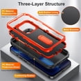 thumbnail image 4 of for iPhone 14 Pro Max Case, iPhone 14 Pro Max Phone Case with Built in Kickstand, Shockproof/Dustproof/Drop Proof Heavy Duty Military-Grade Rugged Protective Cover for iPhone 14 Pro Max,Black+Orange, 4 of 8