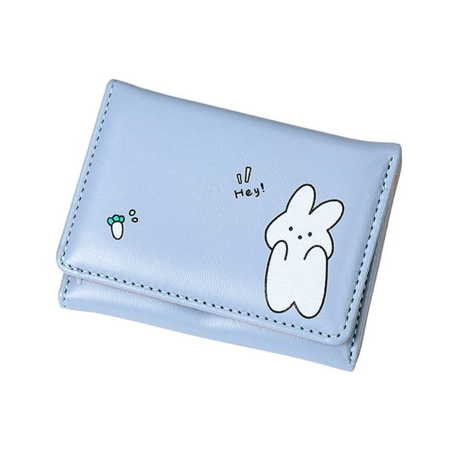 Women Wallet Slim Tri-fold Short Multi-slots Snap Button Card Holder Faux Leather Cartoon Dinosaur Animal Students Wallet Shopping Use