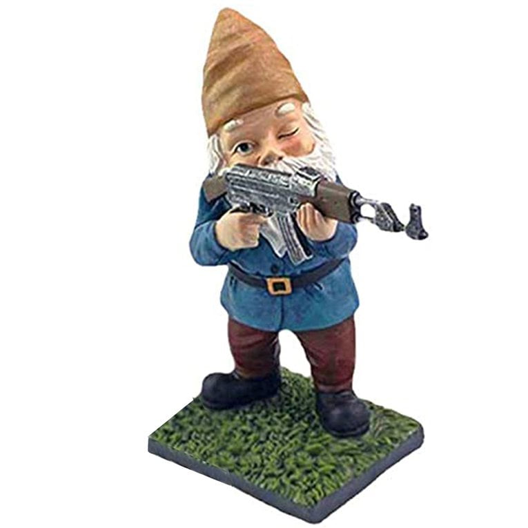 Funny Army Garden Gnome Statue Lawn Desk Resin Garden Yard Gnome