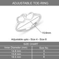 thumbnail image 5 of LeCalla Sterling Silver Adjustable Toe Rings, Hypoallergenic, Anti-Tarnish, Infinity Open Love Heart Design (Women's), 5 of 7