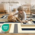 thumbnail image 4 of ODIKA 6'x9' Washable Area Rug Non-Slip, Easy Care, Striped Geometric Interlocking Rectangular Bands Varied Width for Family Room, Living Room, Master Bedroom, 4 of 7