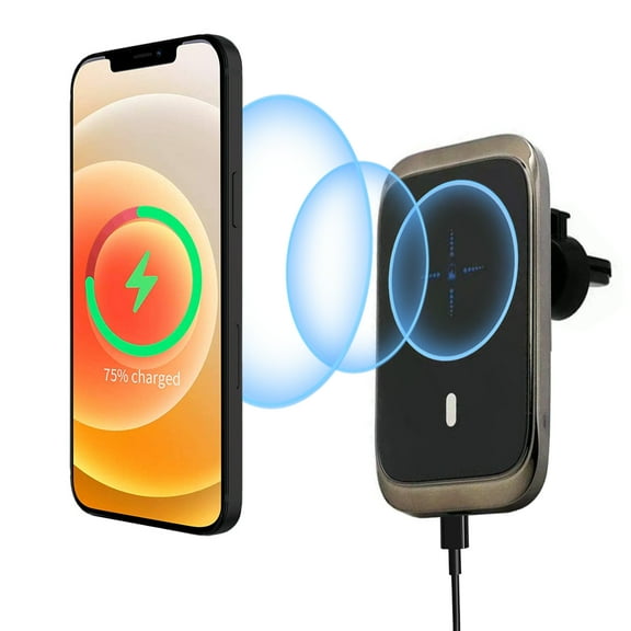 15W Magnetic Wireless Car Charger for iPhone 15/14 /13 Pro & Promax, Powerful Suction Auto-Alignment Mag-Safe Car Mount, Compatible with MagSafe Cases (Copper )