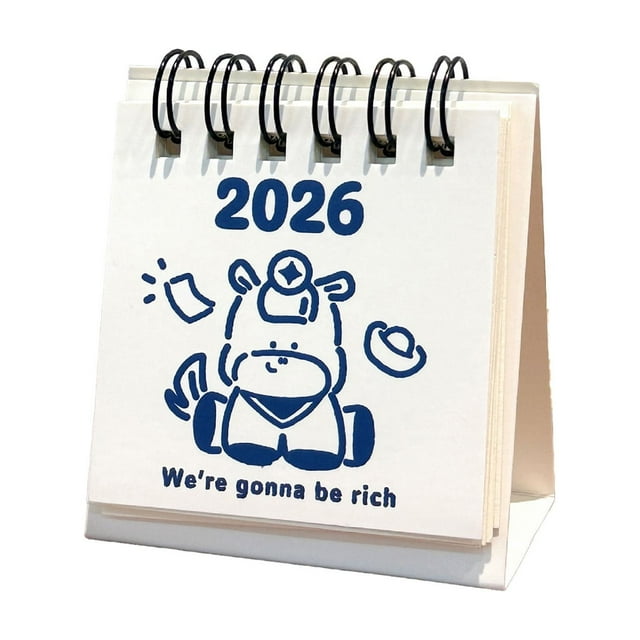 Monthly Calendar Planner Mini Desk Calendar 2026 Cartoons Horse Cute Ornament Student