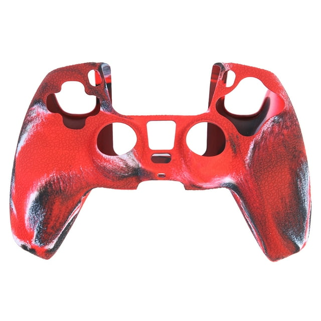 Funda de silicona con textura de cuero Camo para el controlador inalámbrico PS5 (rojo)