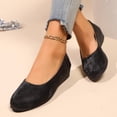 thumbnail image 6 of Black Ladies Casual Spring Summer Wedge Heel Shoes Round Toe Low Heel Shallow Mouth Flock, 6 of 7