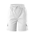 thumbnail image 2 of Women's Shorts Women Cargo Shorts Summer Loose Hiking Shorts With Pockets,White Women's Shorts M, 2 of 4