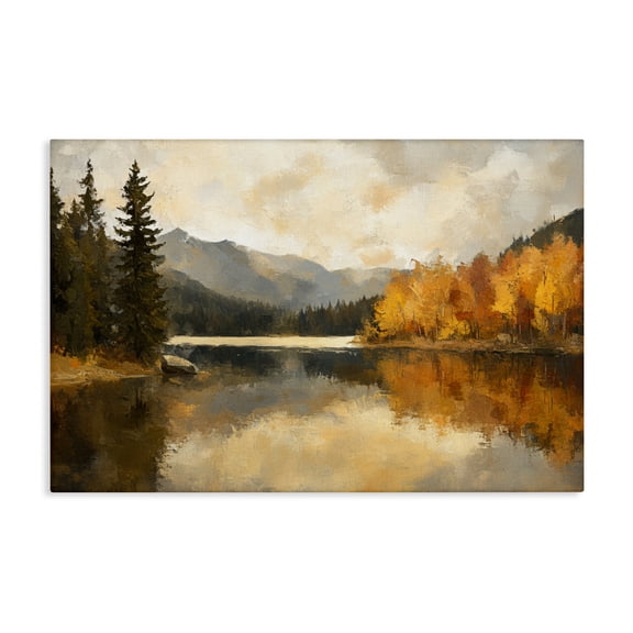 Stupell Industries Peaceful Autumn River Scenery Canvas Wall Art, design by Petal Prints Design