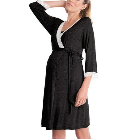 

Women Maternity Dress Mother Nursing Nightgown Breastfeeding Sleepwear V-neck Loose Cotton Pajamas