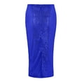 thumbnail image 3 of Wuxian Women Bodycon Midi Skirts Sequin Split Slim Fit Solid Color Stylish High-Waist Long Pencil Skirt Office Stretchy Summer Casual Club Going Out Casual Dailywear,BU2,M, 3 of 3