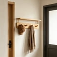 thumbnail image 6 of Coat Rack Wall Mount with Shelf, 16" Walnut Wood Wall Shelf with Hooks, Entryway Floating Shelves with 4 Hangers for Coats, Backpacks, Living Room, Bedroom, Bathroom, 6 of 6