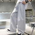 thumbnail image 2 of HAPIMO Boys Kids Drapey Wide Leg Pants Elastic Waist Lightweight Trousers for Loungewear and Daily Wear Gray 160, 2 of 5